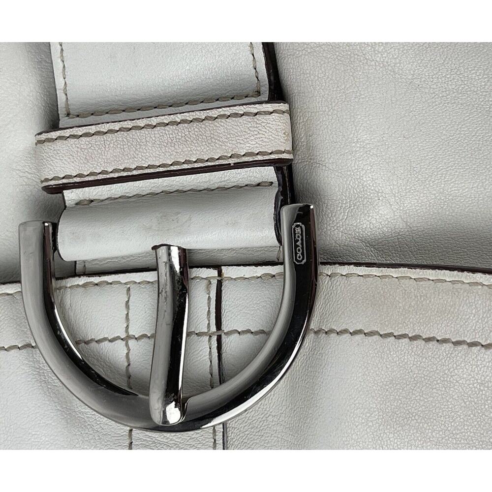 COACH Soho 9434 Double Pocket Flap Shoulder Bag White Leather Purse Y2k 2005 - Picture 13 of 15